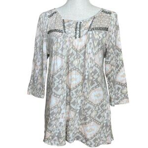 LUCKY BRAND Studded Linen Blend Top - Size Large